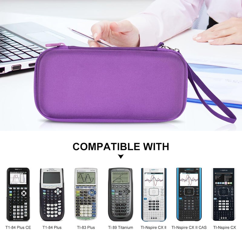 ZUJFPL Hard Graphing Calculator Case Compatible with Texas Instruments TI-84 Plus CE/TI-84 Plus/TI-Nspire CX II CAS/TI-Nspire CX II/TI-83 Plus/TI-85/TI-86/TI30xs/TI36X Pro/TI 34 Calculator - Purple - Image 3